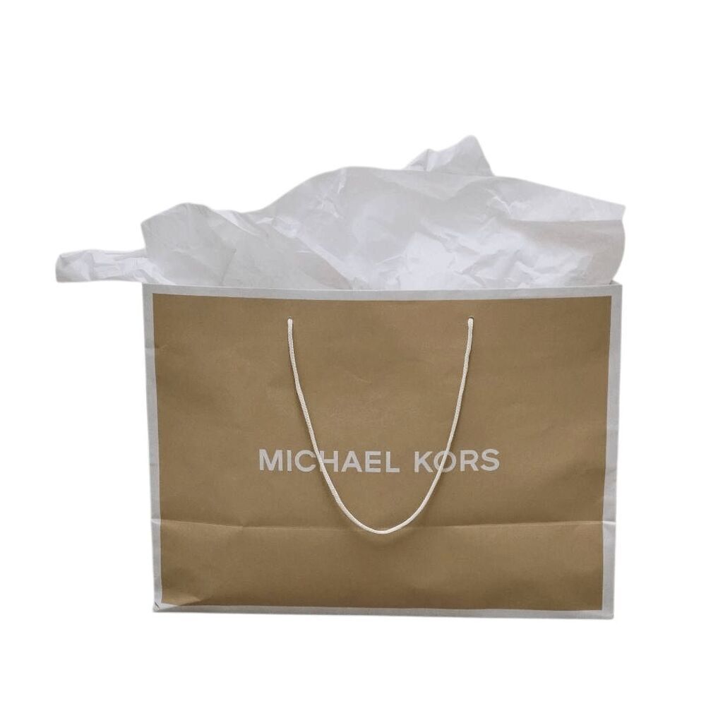 MICHAEL KORS Empty Paper Beige Shopping Gift Bag Rope Handles with Tissues